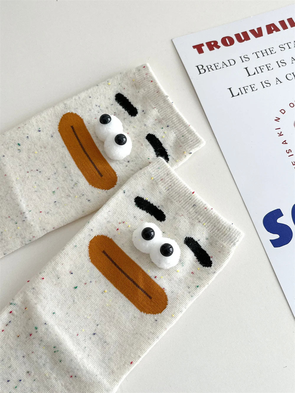 Funny Expression Women's Socks Spring Summer School Students Wearing Cute Cartoon Big Eyes Men Socks Friends Birthday Gifts