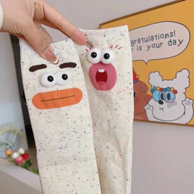 Funny Expression Women's Socks Spring Summer School Students Wearing Cute Cartoon Big Eyes Men Socks Friends Birthday Gifts