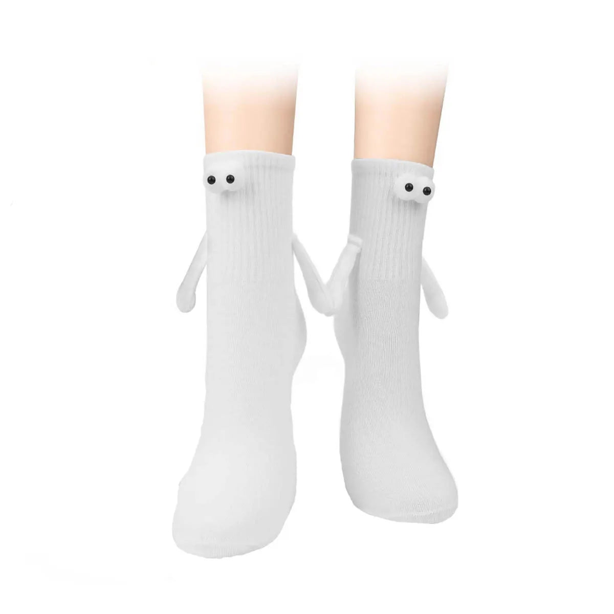 1 Pair Fashion Woman Socks Funny Creative Magnetic Attraction Hands Black White Cartoon Eyes Couples Socks