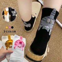 Cartoon 3D Cat Egg Design Middle Tube Socks for Women Soft Breathable Cute and Funny Couple Socks Spring Autumn Cute